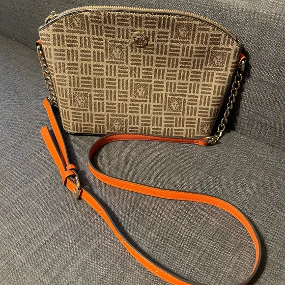Anne Klein Purse Multi Color Brown And Orange Sling Bags Anne